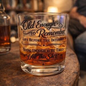 Funny Gen-X Nostalgia Whiskey Glass 16oz Double Old Fashioned Humor Gift